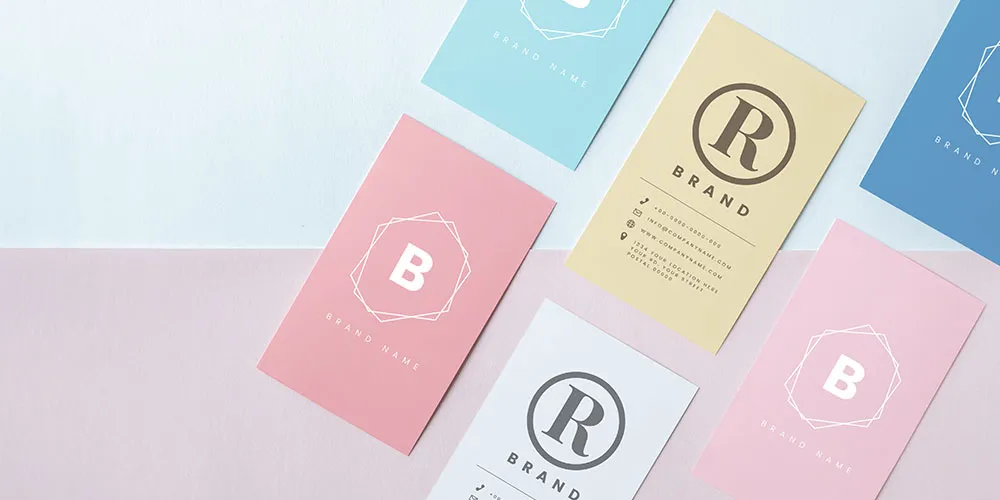 Generic business cards on a table