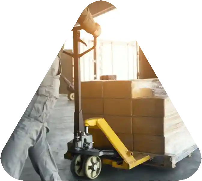 Palette Trolley trolley with palette containing boxes of printed items